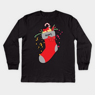 Christmas Stocking With Aunt Label Kids Long Sleeve T-Shirt